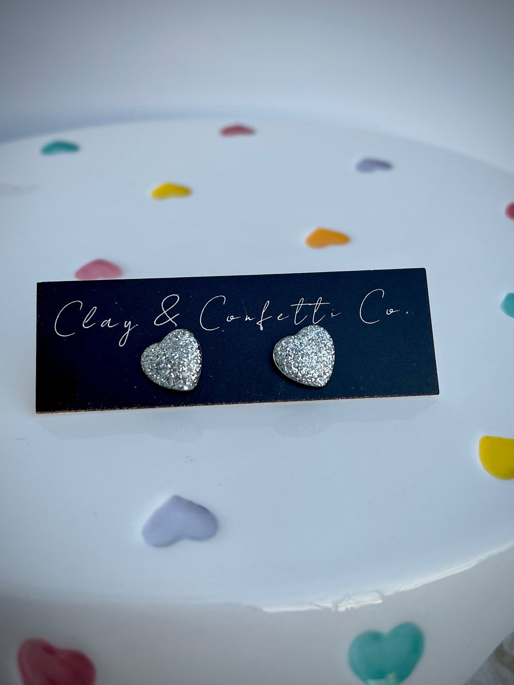 Silver smooth glitter heart