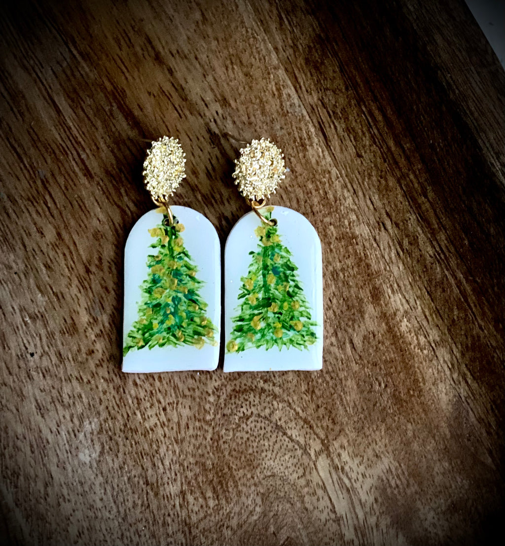green oh Christmas tree gold accent dangle