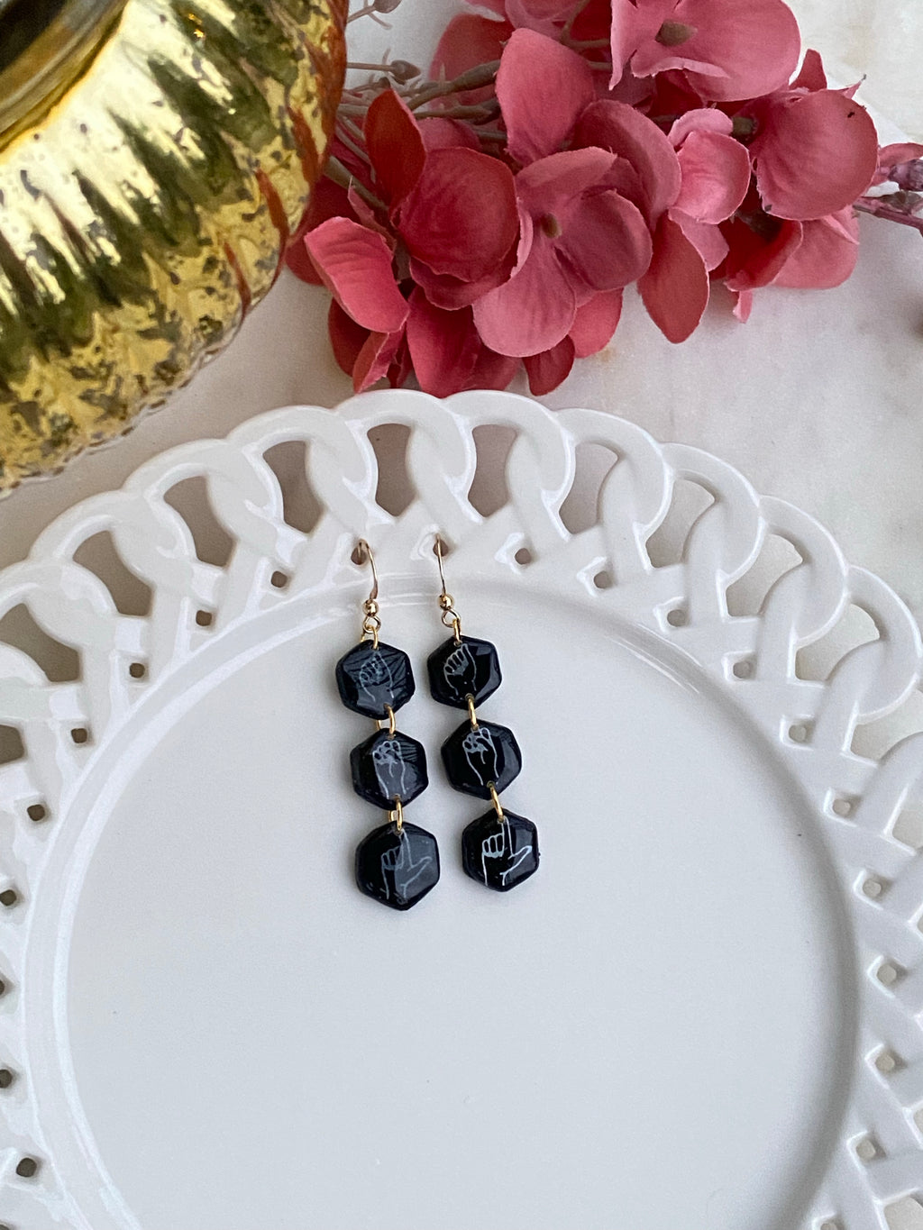 ASL black hex dangle