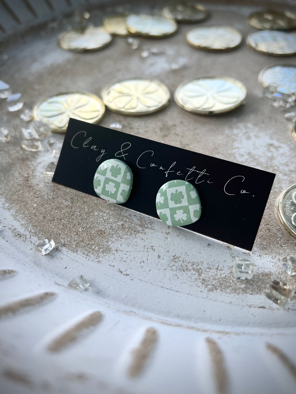 Muted checkered organic stud