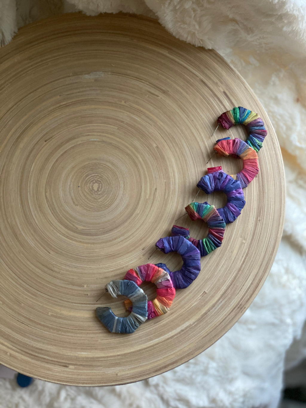 Raffia wrapped acrylic hoops