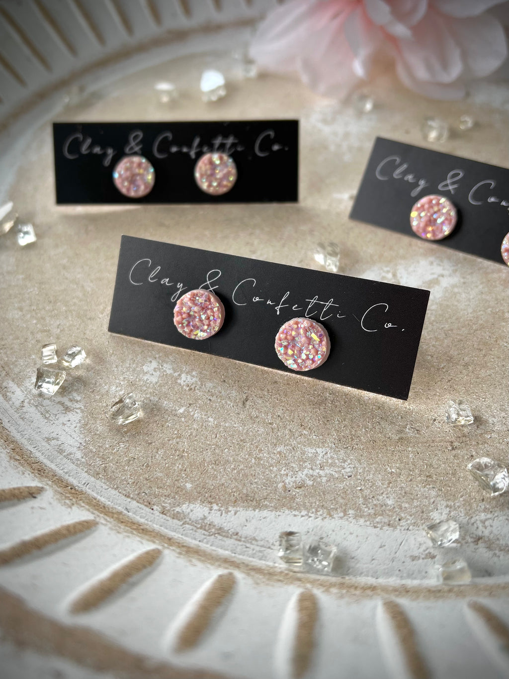 Pastel pink glitter druzy