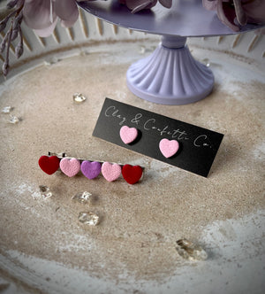 Little girls barrette and small heart studs