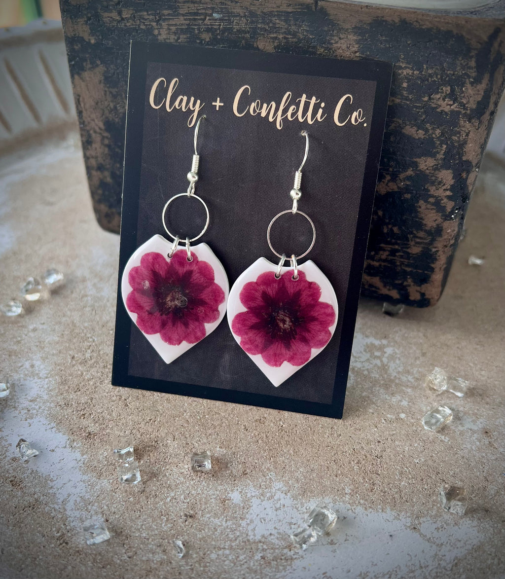 Deep maroon dried floral featherly dangle