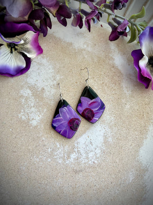 Black with purple accent handpainted kite dangle