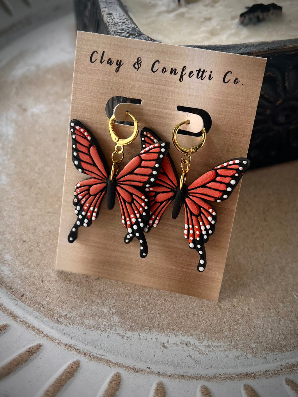 Orange butterfly dangle