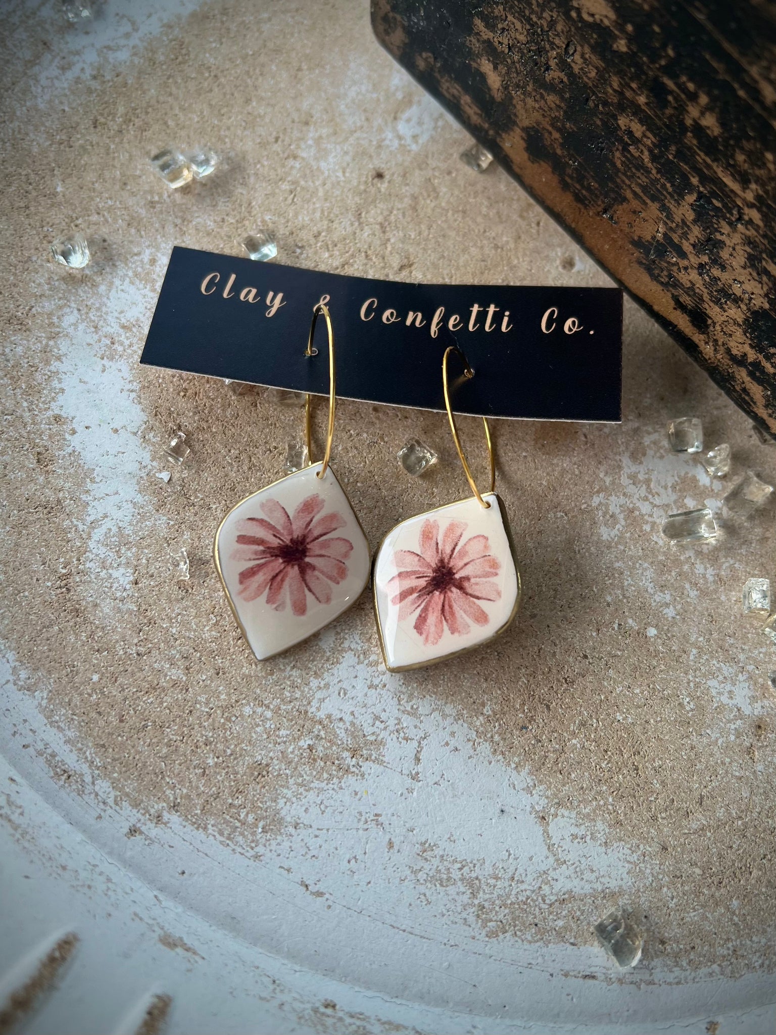 Soft and sweet  tear on gold hoop