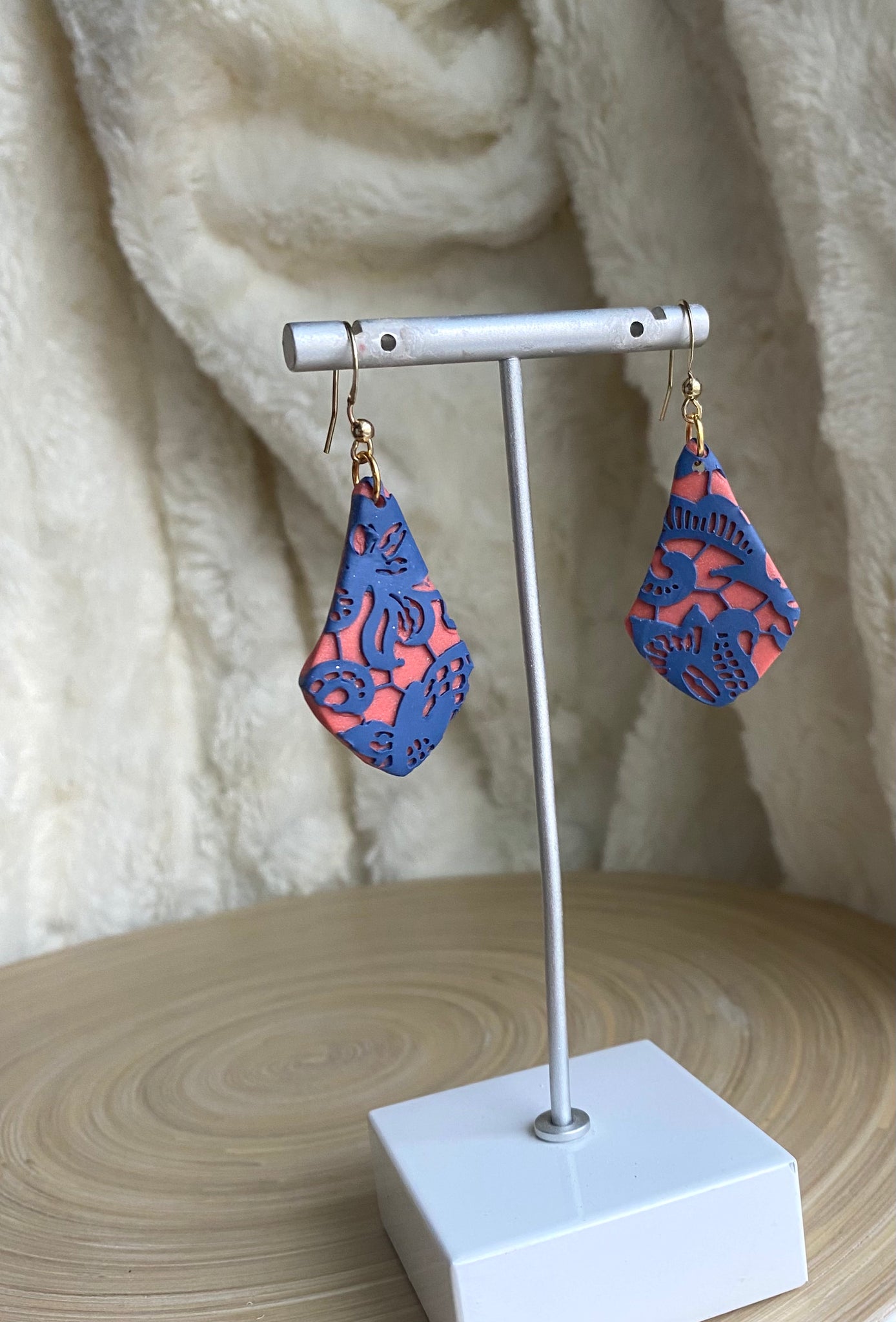 Coral and Navy Lace Kite Dangle