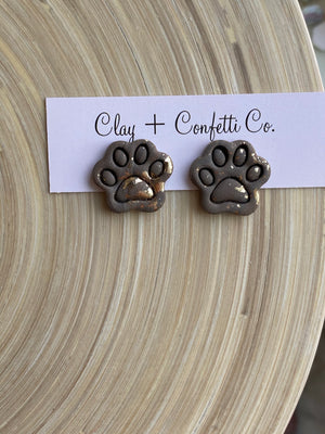 Brown with Gold Fleck Dog Paw Stud