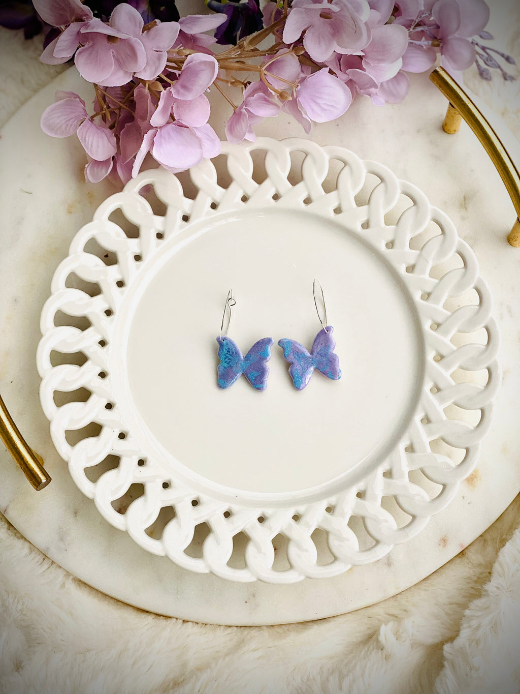 Purple blue shimmer butterfly hoop