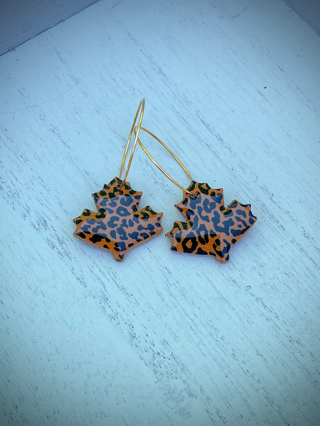 Orange and Black Cheetah Maple Leaf Hoop