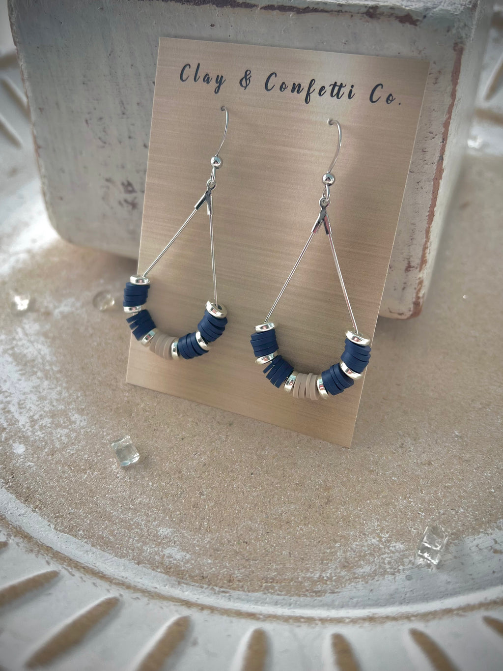 Heishi Tear Drops (Navy)