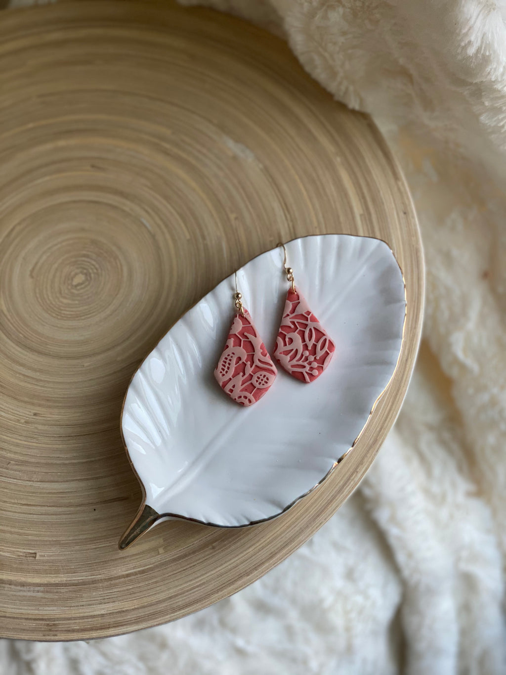Coral and Pale Pink Lace Kite Dangle