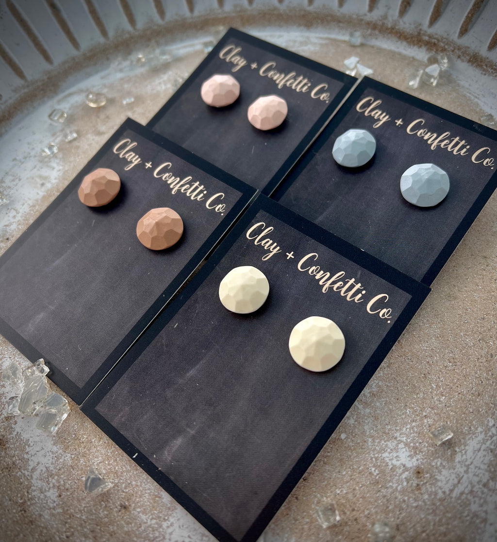 Rounded clay gem studs