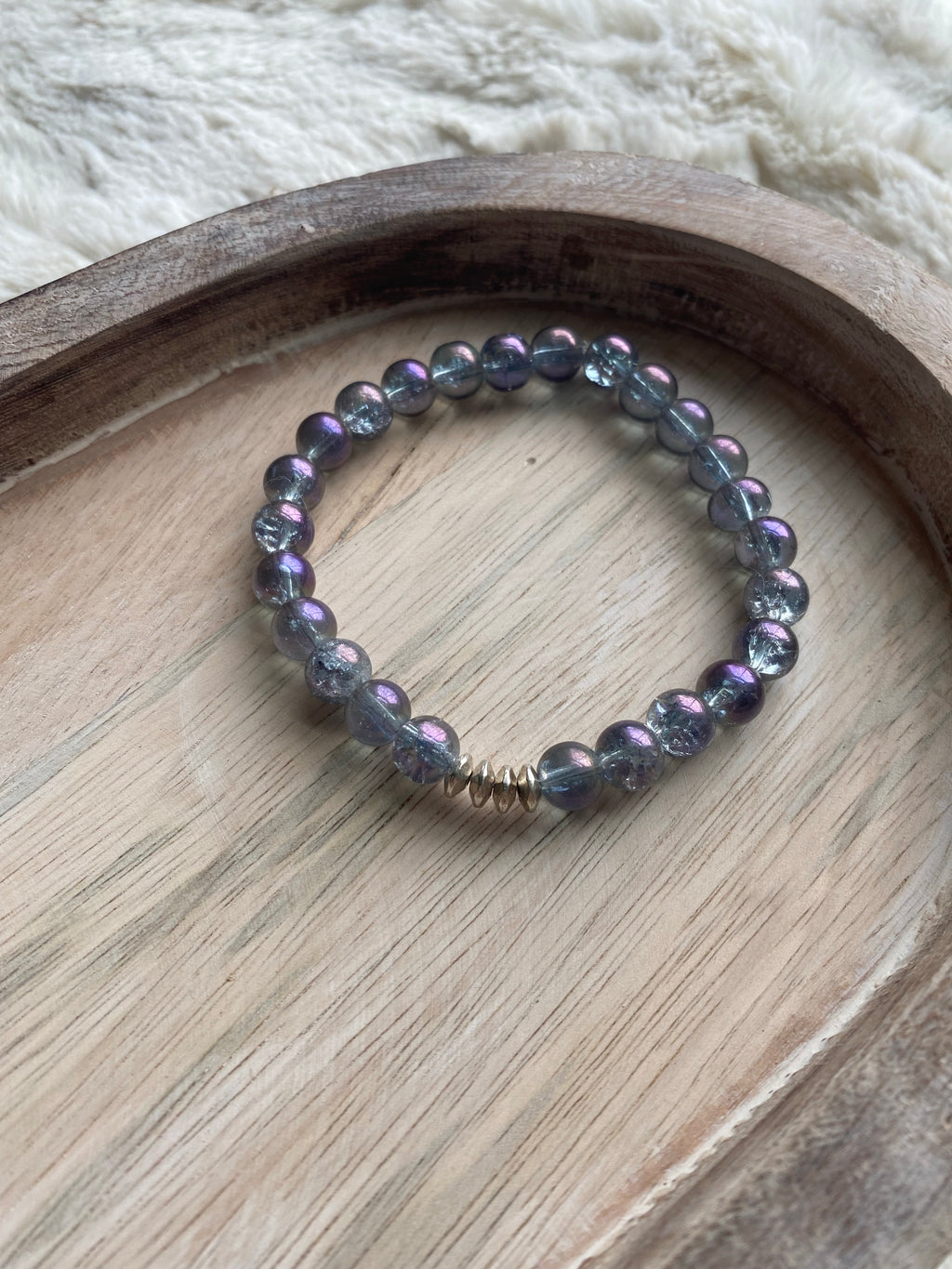 Purple translucent stretchy bracelet 7 inches