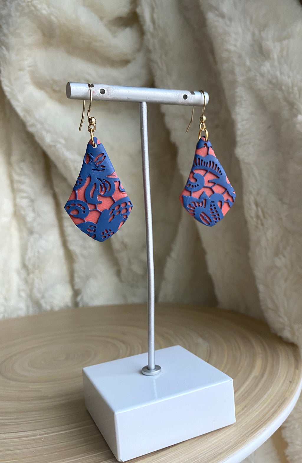 Coral and Navy Lace Kite Dangle