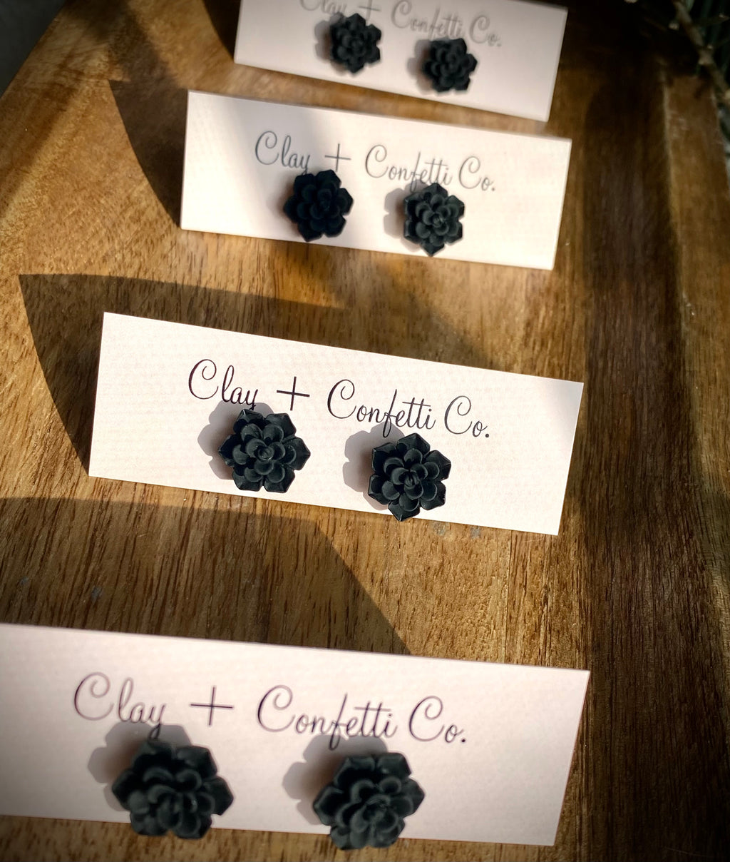 Matte black succulent stud