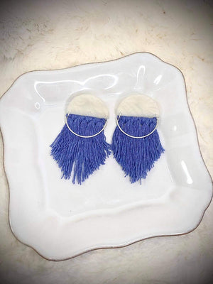 Lace Milk Glass Topper with Blue Tassel 3/20
